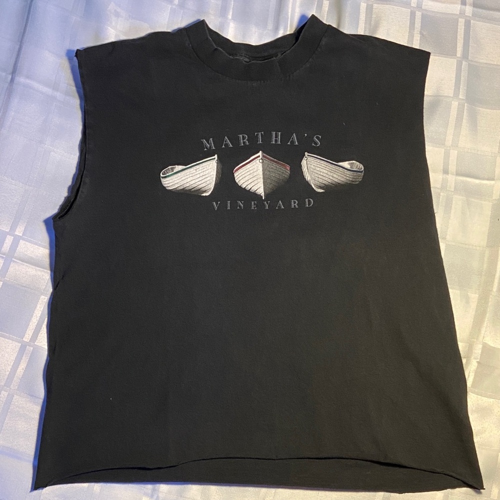 Martha’s Vineyard Boat graphic muscle tee